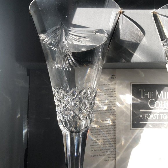 Waterford The Millenium Peace Toasting Flutes BOX AND PAPERWORK VTG GIFT FOR MOM - Picture 7 of 7